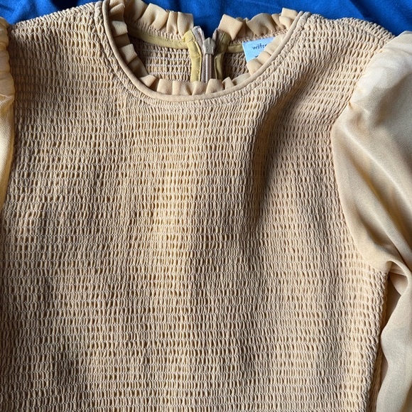 Aritzia Wilfred Rosalyn Long Sleeved Gold Dress - Picture 5 of 8